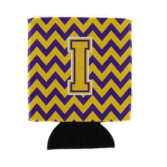 Letter I Chevron Purple and Gold Can or Bottle Hugger
