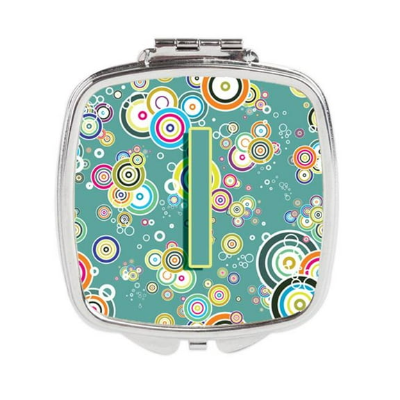 Letter I Circle Circle Teal Initial Alphabet Compact Mirror