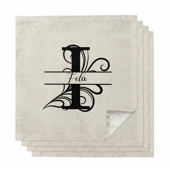Letter I Cloth Napkins, Monogram Words Washable and Reusable Dinner Napkins Set of 4, Table Napkin for Kitchen Party Birthday Wedding Hotel Housewarming 20"x20"
