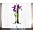 thumbnail image 1 of Ambesonne Letter I Curtains 2 Panel Set, Iris Flowers Capital I, 108" x 96", Violet Green Black, 1 of 3