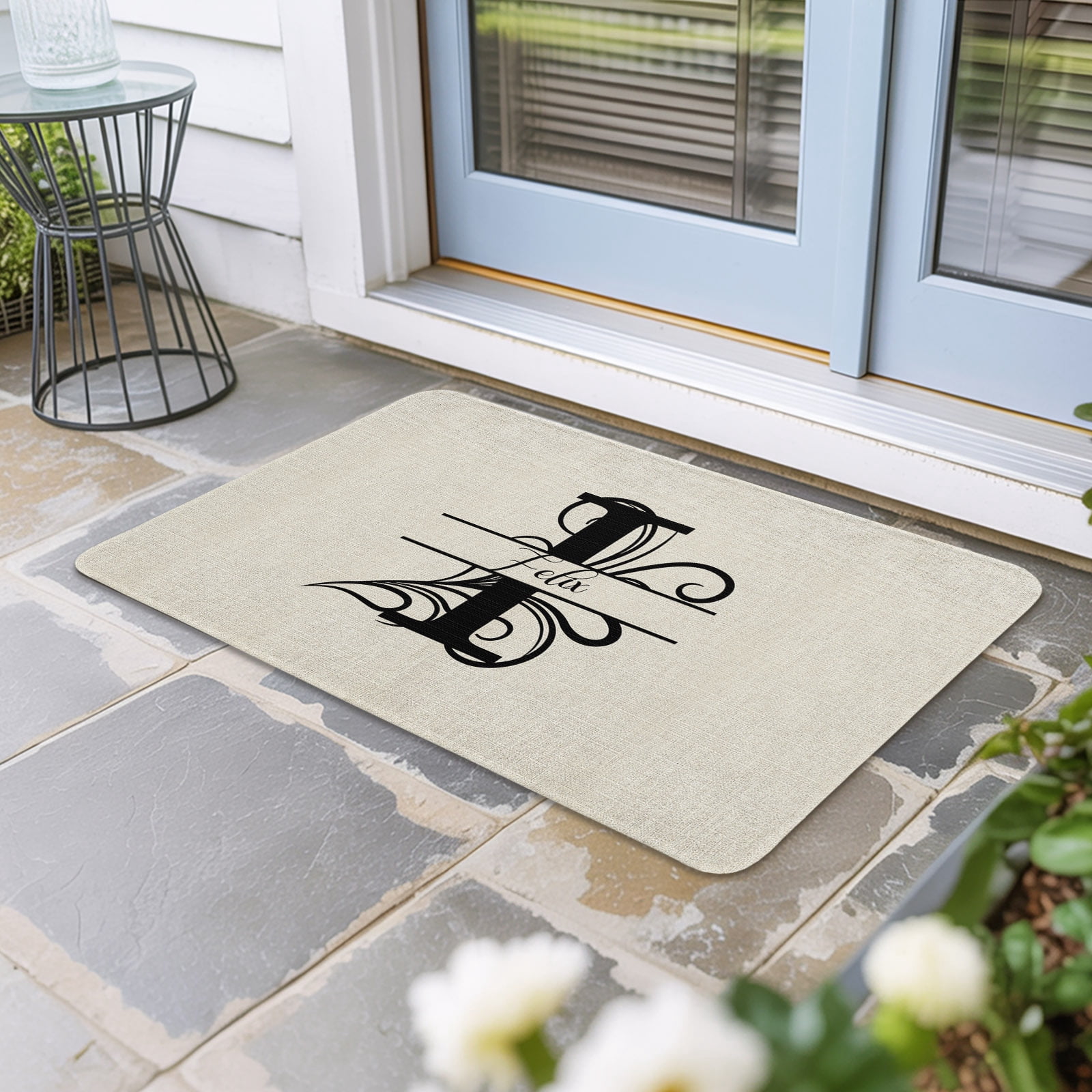 Letter I Door Mat Indoor Outdoor, Monogram Words Non Slip Welcome Mat ...