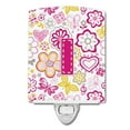 thumbnail image 1 of Letter I Flowers & Butterflies Pink Ceramic Night Light, 1 of 1