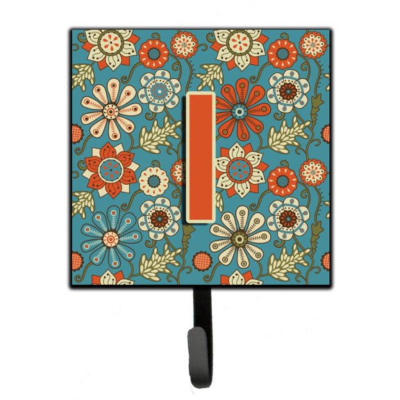 Letter I Flowers Retro Blue Leash or Key Holder
