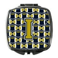 thumbnail image 1 of Letter I Football Blue and Gold Compact Mirror CJ1074-ISCM, 1 of 4