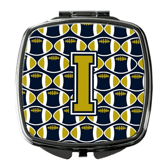 Letter I Football Blue and Gold Compact Mirror CJ1074-ISCM