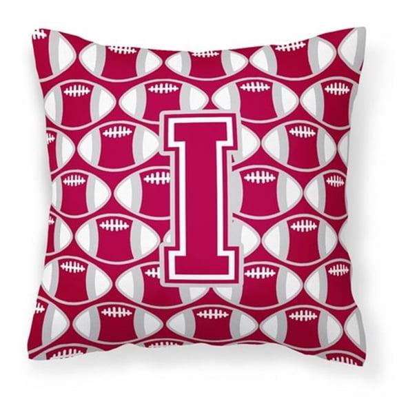 Letter I Football Crimson - Grey & White Fabric Decorative Pillow