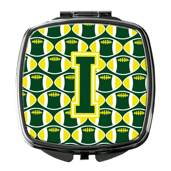 Letter I Football Green and Yellow Compact Mirror CJ1075-ISCM