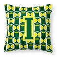 thumbnail image 1 of Letter I Football Green and Yellow Fabric Decorative Pillow, 1 of 4