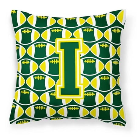 Letter I Football Green and Yellow Fabric Decorative Pillow