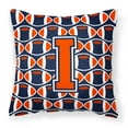 thumbnail image 1 of Letter I Football Orange, Blue and white Fabric Decorative Pillow, 1 of 4