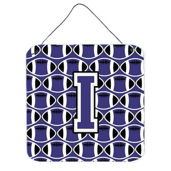 Letter I Football Purple & White Wall or Door Hanging Prints