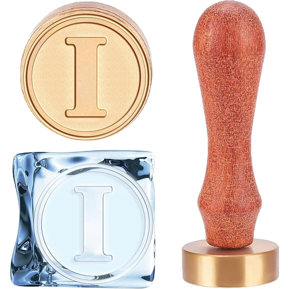 Letter I Ice Stamp Ice Cubes Press Stamps Bar Drinks Stamp with Removable Stamps Handle and Velvet Pouches for Cocktail Party Wedding Whiskey Mojito Drinks Making Gold