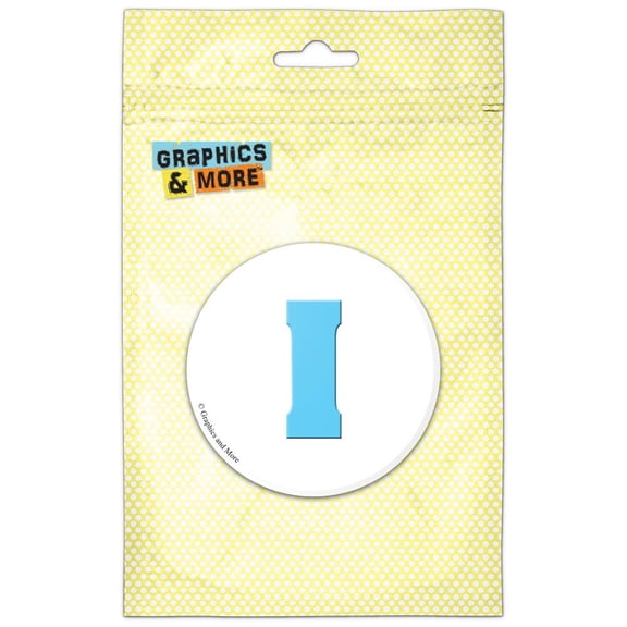 Letter I Initial Baby Boy Block Font Blue Shower Refrigerator Button Magnet
