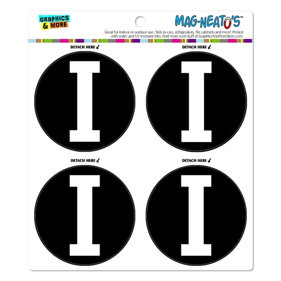 Letter I Initial Black White MAG-NEATO'S(TM) Car/Refrigerator Magnet Set