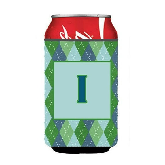 Letter I Initial Monogram - Blue Argoyle Can Or Bottle Hugger