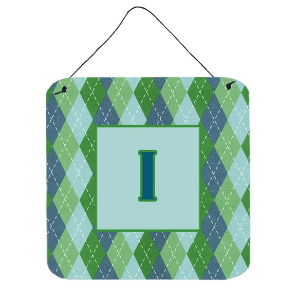 Letter I Initial Monogram - Blue Argoyle Wall or Door Hanging Prints