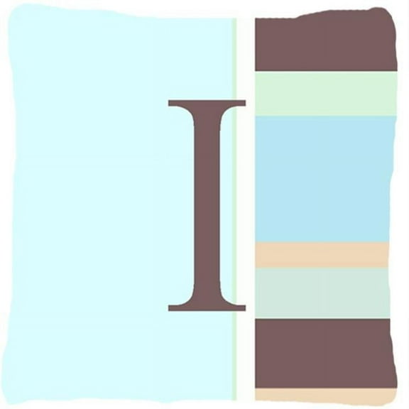 Letter I Initial Monogram - Blue Stripes Indoor & Outdoor Fabric Decorative Pillow