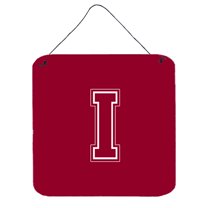 Letter I Initial Monogram - Maroon and White Wall or Door Hanging Prints