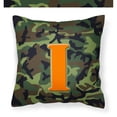 thumbnail image 1 of Letter I Monogram - Camo Green Fabric Decorative Pillow, 1 of 4