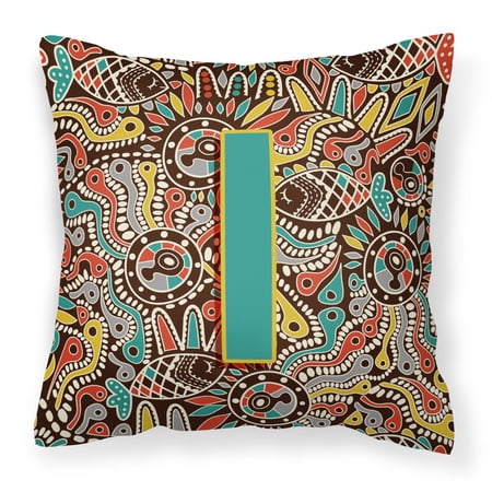 Letter I Retro Tribal Alphabet Initial Fabric Decorative Pillow