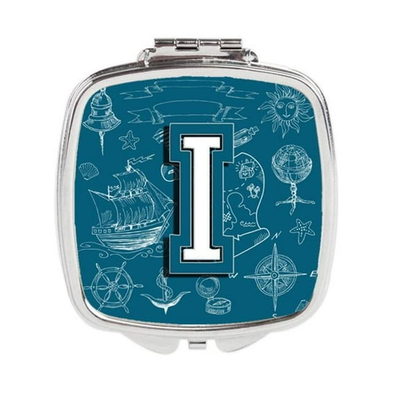 Letter I Sea Doodles Initial Alphabet Compact Mirror