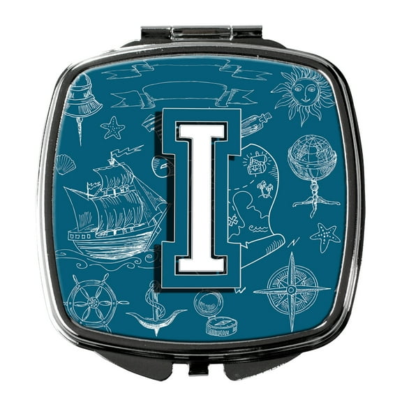 Letter I Sea Doodles Initial Alphabet Compact Mirror