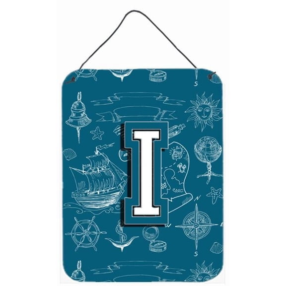Letter I Sea Doodles Initial Alphabet Wall and Door Hanging Prints