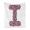 thumbnail image 1 of Letter I Soft Flannel Fleece Blanket, Initial Letter I with Colorful Blooming Bouquet Daisies Realistic Looking Flowers, Cozy Plush for Indoor and Outdoor Use, 50" x 70", Pink Green, by Ambesonne, 1 of 6