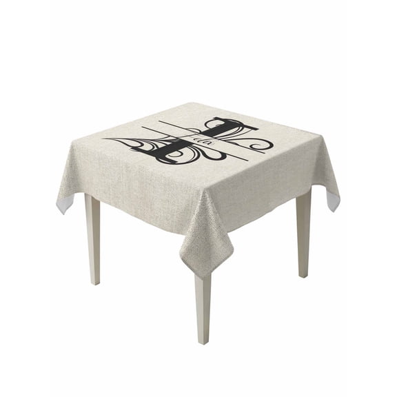 Letter I Table Cloth, Waterproof Tablecloth for Square Tables, Monogram Words Reusable Washable Fabric Table Cover for Restaurant Kitchen Dining Tables 54"x54"