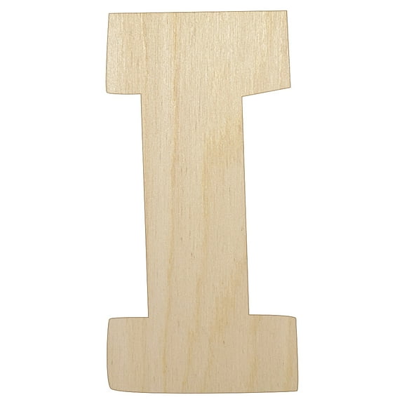 Letter I Uppercase Fun Bold Font Wood Shape Unfinished Piece Cutout Craft DIY Projects - 4.70 Inch Size - 1/8 Inch Thick