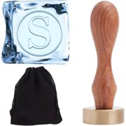 Letter Ice Stamp 1.2 Inch Initial Alphabet S Ice Cube Branding Stamps Wooden Handle Seal Stamper Removable Brass Head Replacement for Mojito Monogram Bar Cocktail Whisky Making DIY Crafting DIY