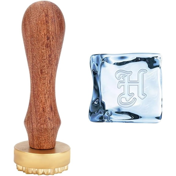 Letter Ice Stamp 1.2 Inch Letter H Ice Cube Stamp Ice Branding Stamp Ice Stamp Cocktail Wooden Seal Stamp for Cocktail and Whisky Ice Cubes Making DIY Crafting