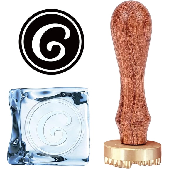 Letter Ice Stamp G Ice Cube Stamp Ice Branding Stamp with Removable Brass Head & Wood Handle Vintage Ice Stamp for DIY