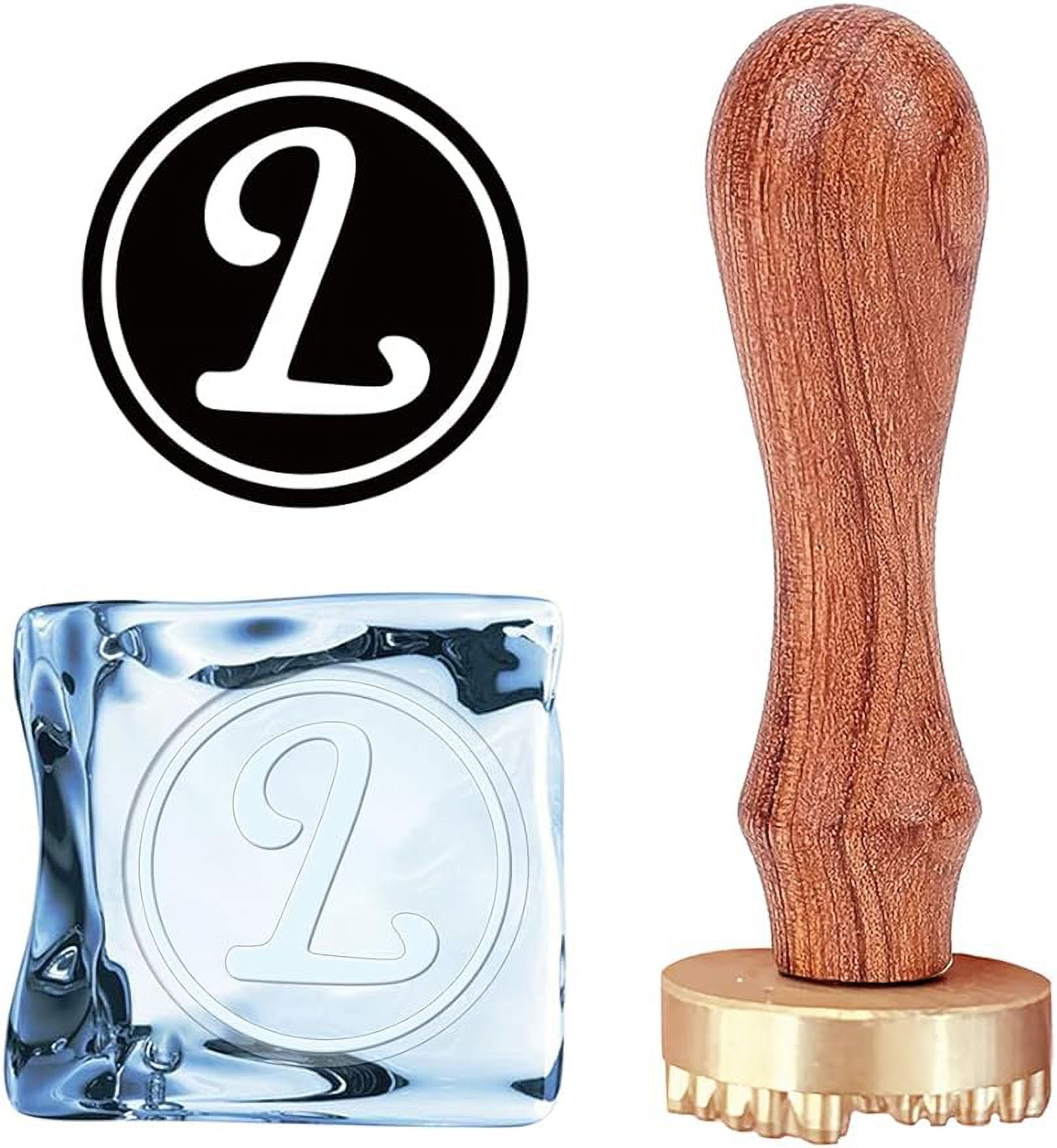 CRASPIRE Ice Mould Initial E Ice Cube Stamp Vintage Ice Branding Stamp With Removable Brass Head & Wood Handle Ice Stamp For Ice Cubes Cocktail Whiskey Mojito Drinks Bar Making DIY Crafting - View #2