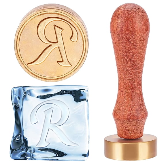 Letter Ice Stamp R Cubes Press Stamps Ice Drinking Making Tool with Removable Stamp Handle and Velvet Pouches Initials Cocktail Whiskey