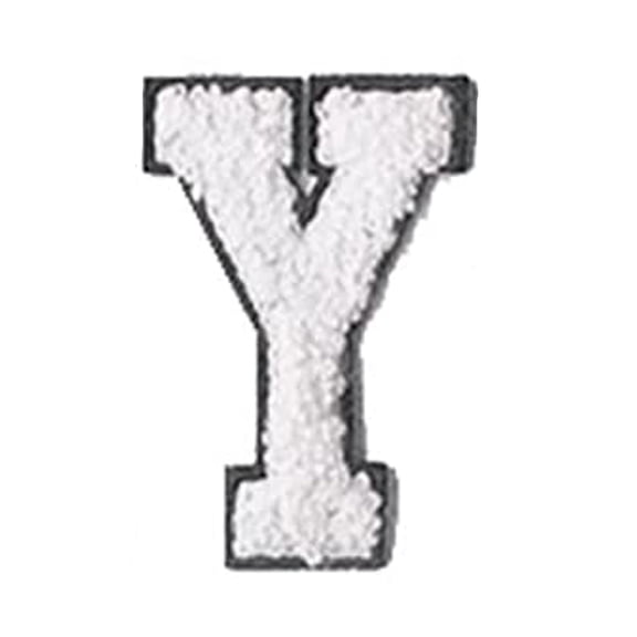 Letter Iron On, Chenille Letter, 2.75 In, Patch for Jeans, Clothing Upgrades, Varsity Jackets, White Y, 1 Pc