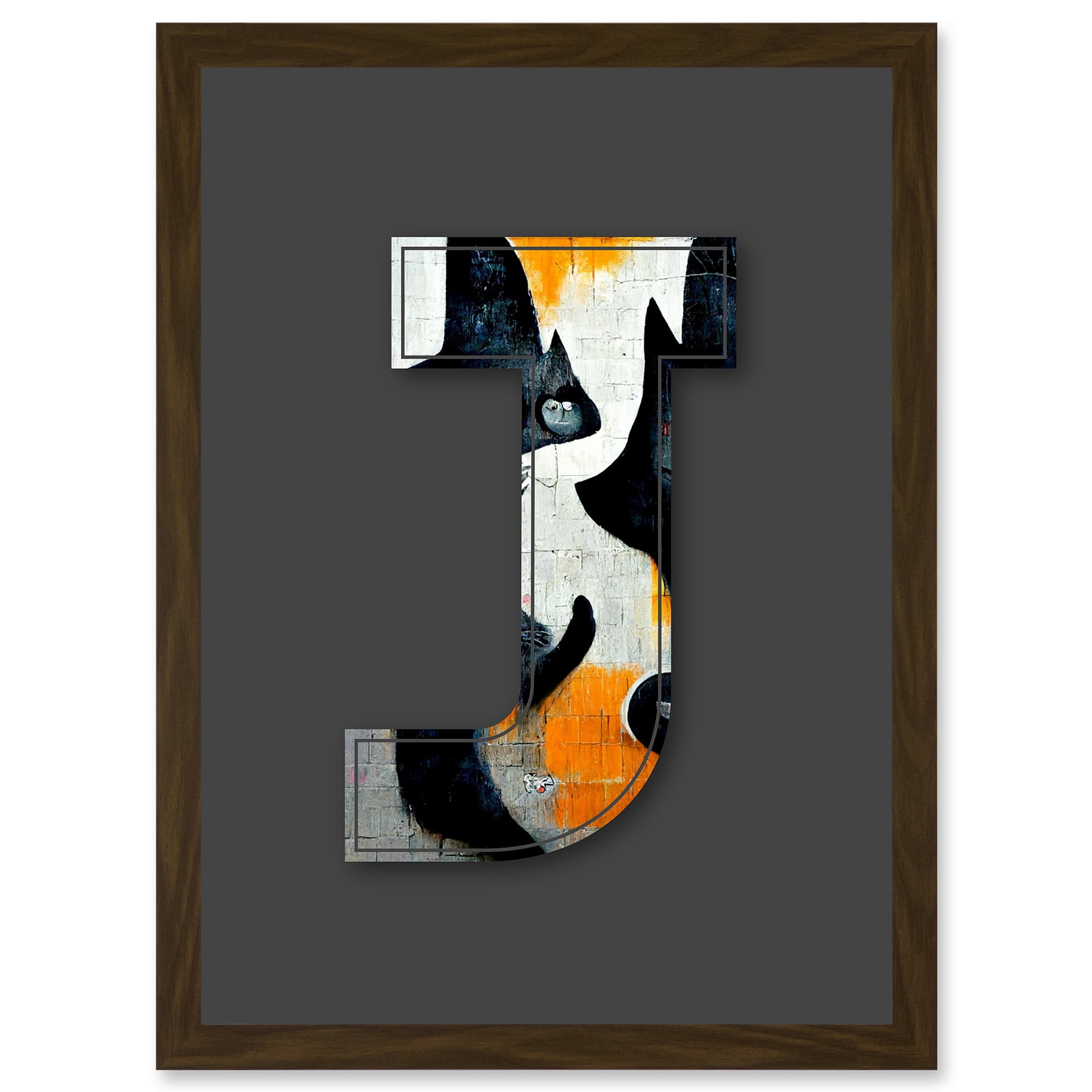 Letter J Abstract Cat Decorative Graffiti Mural Alphabet