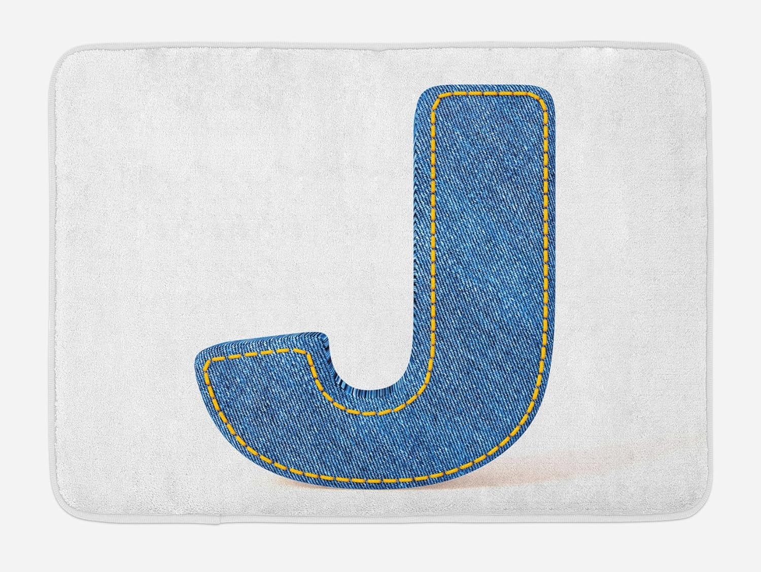 Letter J Bath Mat, Blue Jean Patterned Denim Alphabet Font Design ...