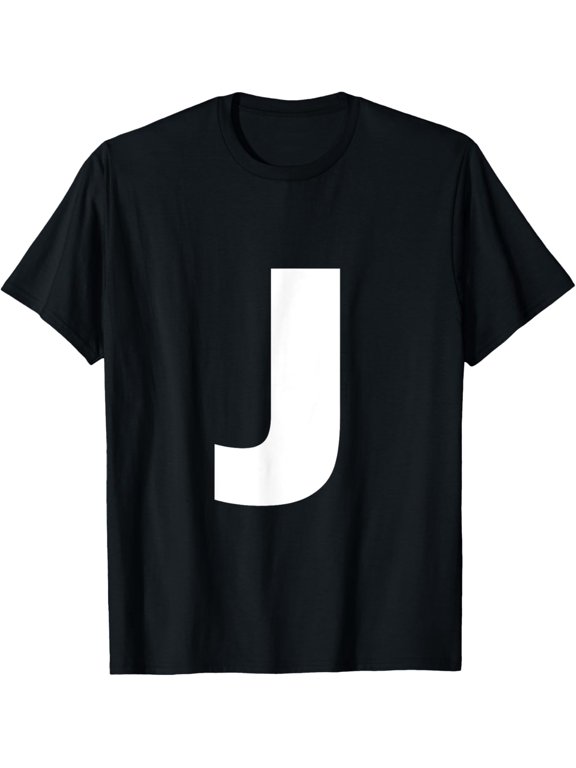 t-shirt Letter J Capital Alphabet Monogram Initial T-Shirt mens,black,women,funny,journey,Crew Neck, Short Sleeve,custom clothing patterns.gift