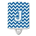 thumbnail image 1 of Letter J Chevron Blue & White Ceramic Night Light, 1 of 1