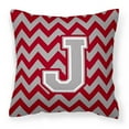 thumbnail image 1 of Letter J Chevron Crimson & Grey Fabric Decorative Pillow - Crimson & Grey - 14in. H x 3in. W x 14in. L, 1 of 1