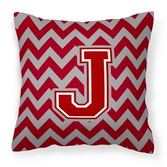 Letter J Chevron Maroon & White Fabric Decorative Pillow - Maroon & White - 14in. H x 3in. W x 14in. L