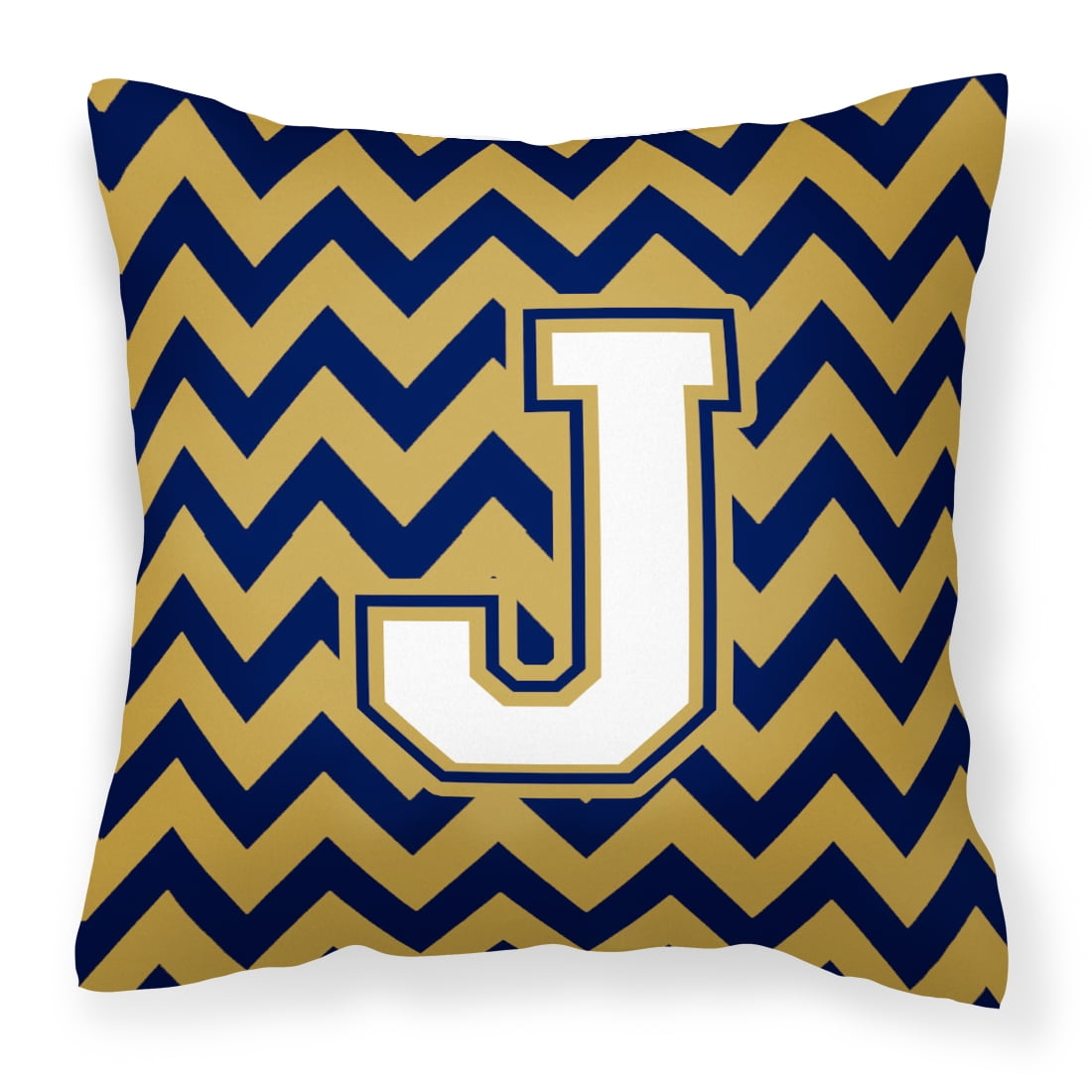Letter J Chevron Navy Blue and Gold Fabric Decorative Pillow - Walmart.com