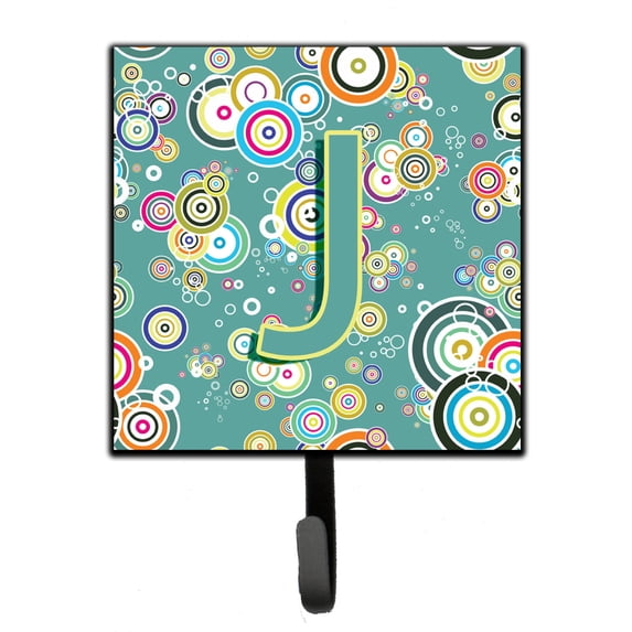 Letter J Circle Circle Teal Initial Alphabet Leash or Key Holder