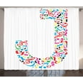 thumbnail image 1 of Ambesonne Letter J Curtains 2 Panel Set, J Typography, 108" x 90", Multicolor, 1 of 3