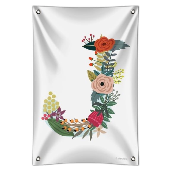 Letter J Floral Monogram Initial Home Business Office Sign
