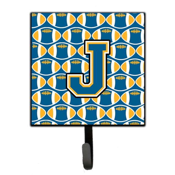 Letter J Football Blue and Gold Leash or Key Holder