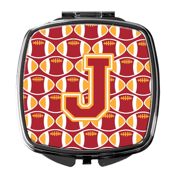 Letter J Football Cardinal and Gold Compact Mirror