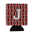 thumbnail image 1 of Letter J Football Cardinal and White Can or Bottle Hugger, 1 of 1