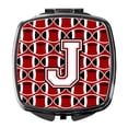 thumbnail image 1 of Letter J Football Cardinal and White Compact Mirror CJ1082-JSCM, 1 of 4